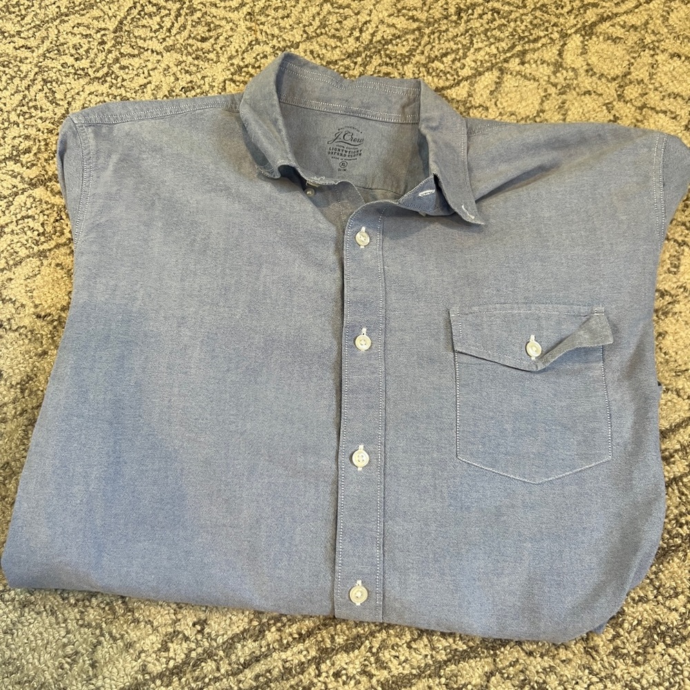 j crew button down washed blue color